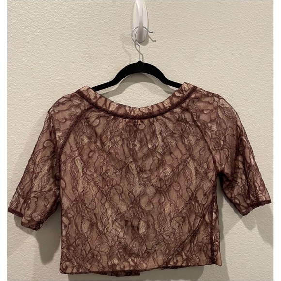 MOTH Brown Lace Short Sleeve Cardigan - Picture 4 of 4
